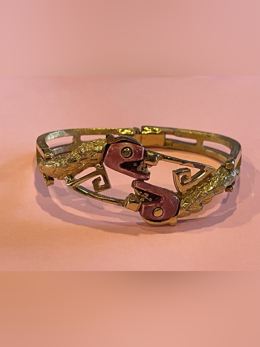 Vintage Pink Rare Egyptian Revival Bangle  Bangle Bracelet #6398